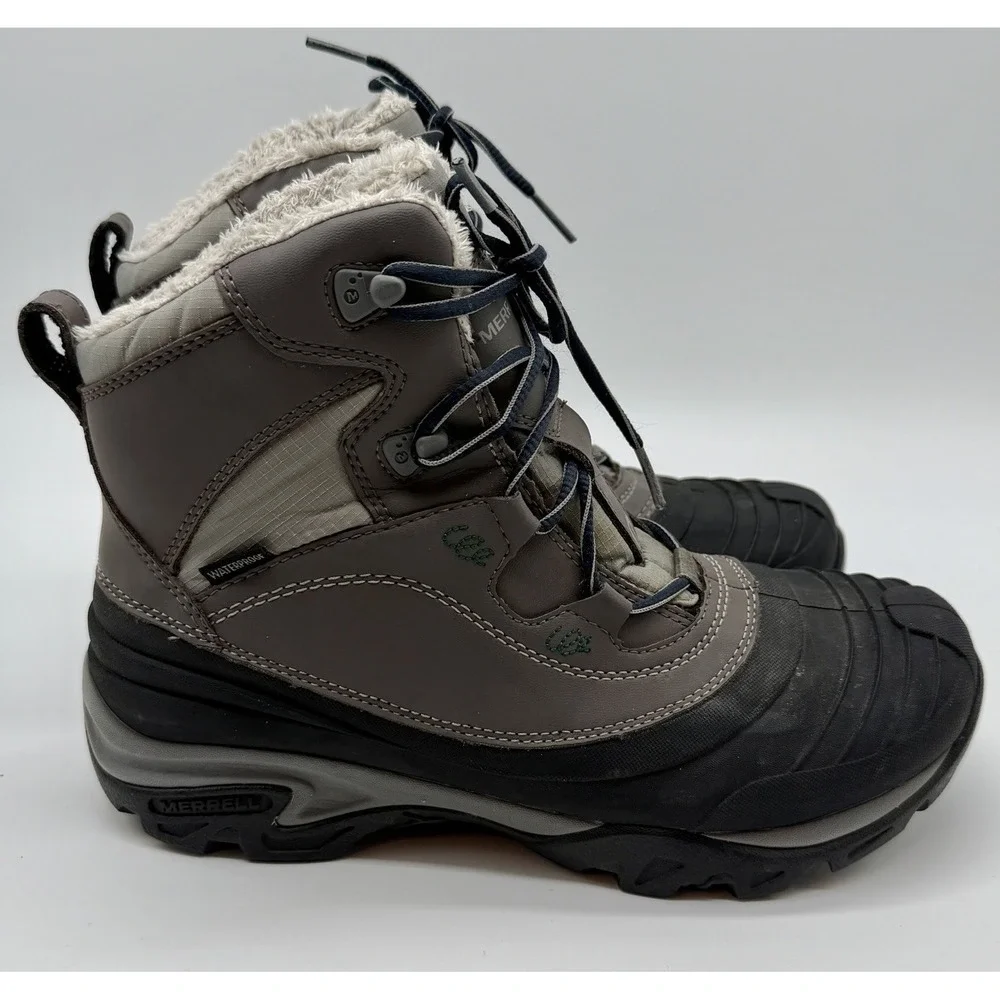 Merrell‎ Mid Boots Women's 7.5 M Charcoal SnowBound Waterproof Insulated Winter